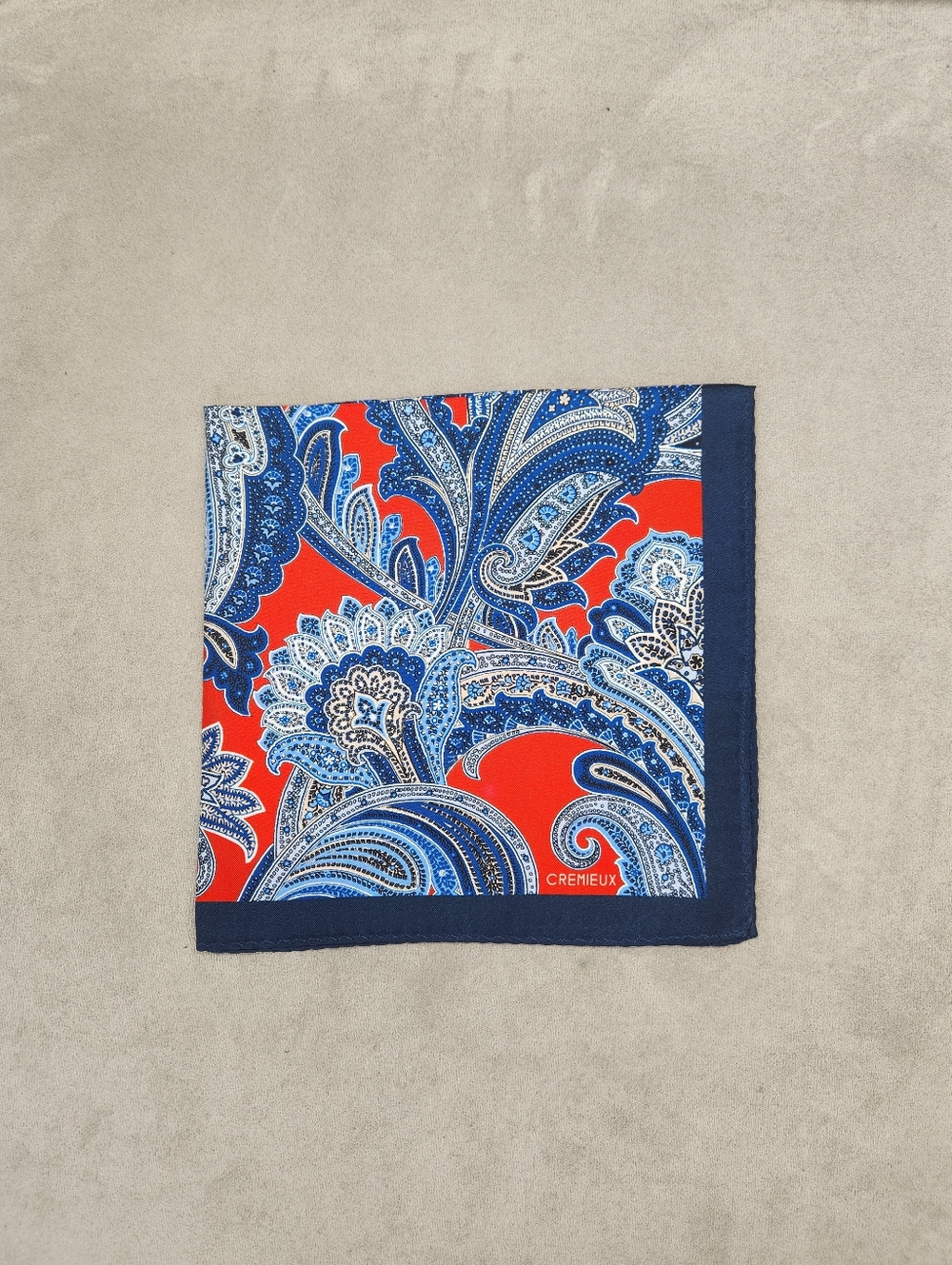 Cremieux Pocket Square Blue Scarlet Red Paisley 100% Silk Pochette Formal New$35